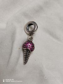 charm argento 925 con gelato colore fucsia, nuovo 