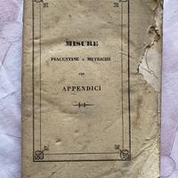 Libro Misure Piacentine e Metriche, anno  1840