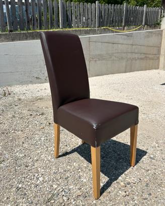 Sedie da interno marroni similpelle e legno (n.30)