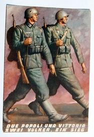 Cartolina d'epoca fascista amicizia italo-tedesca
