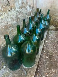 Damigiane in vetro verde d’epoca