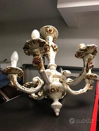 Lampadario a 5 bracci in ceramica di Bassano