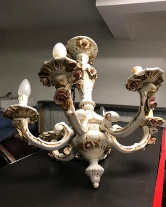 Lampadario a 5 bracci in ceramica di Bassano