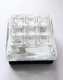 Plafoniera quadrata Limburg 1970 in vetro