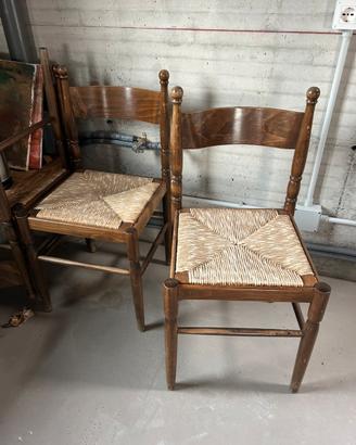 Set 4 sedie legno impagliate