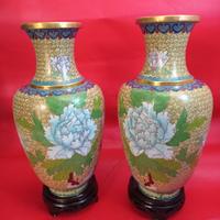 CLOISONNE'  coppia di vasi ALTEZZA 30 CM