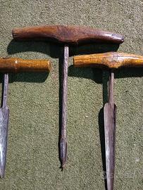 Tre antiche sgorbie per fori nel legno