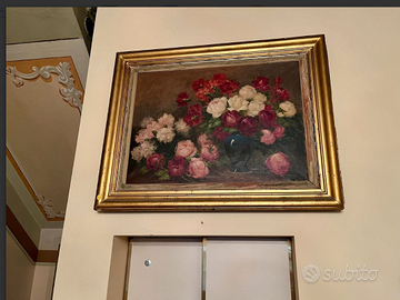 MAESTOSOdipintoROSEinVASOcorniceDORATAsecoloXIX°