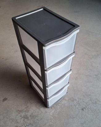 Cassettiera 4 cassetti plastica con ruote