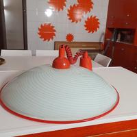 Lampadario cucina bianco e arancione di vetro 