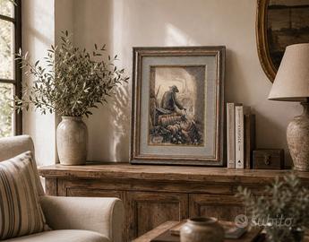 quadro vintage, disegno a china