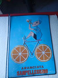 INSEGNA VINTAGE METALLO ARANCIATA S.PELLEGRINO