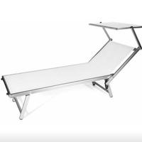 Lettino da Mare con Parasole, Alluminio 186x61x38