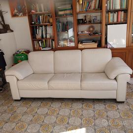 divano Natuzzi  3 posti bianco vera pelle