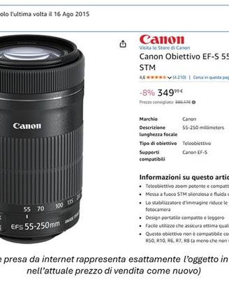 Obiettivo Canon EF-S 55-250 mm f/4-5.6 IS – Ottime