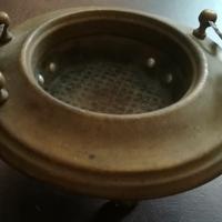 Braciere in rame con base; altezza 8 cm, diametro 
