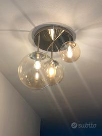 Plafoniera Lindby Teeja 3 luci-vetro ambra Ø47cm