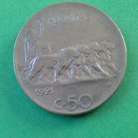 Moneta da 50 centesimi del regno d'Italia del 1921