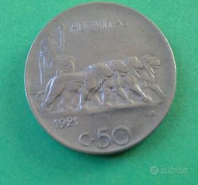 Moneta da 50 centesimi del regno d'Italia del 1921