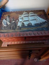 Bauletto cofanetto vintage in legno massello 