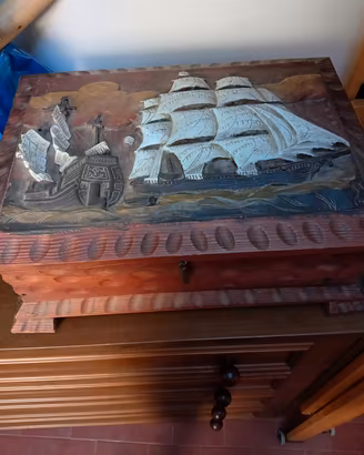 Bauletto cofanetto vintage in legno massello 
