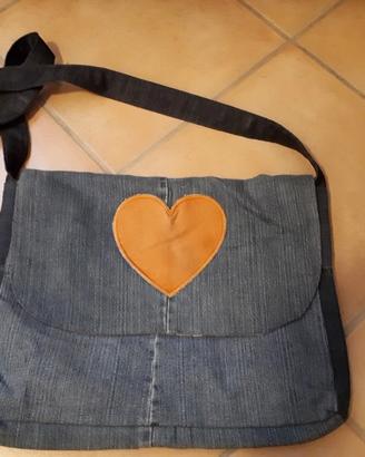 Borsa jeans Vintage tracolla modello tascapane