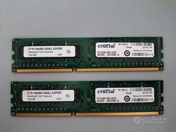 DDR3 1600 8GB KIT (4GBX2) CRUCIAL CT51264BA160BJ