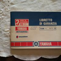 Libretto di garanzia Yamaha anno '87-'88