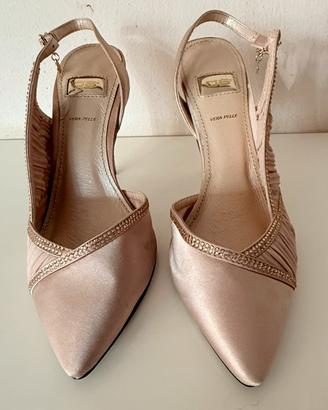 Scarpe cerimonia donna 39 cipria strass