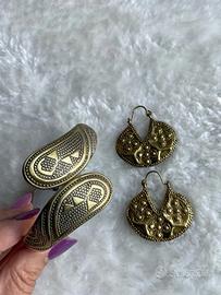 Set bracciale + orecchini metallo dorato Vintage