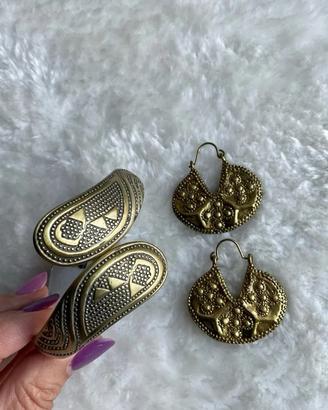 Set bracciale + orecchini metallo dorato Vintage