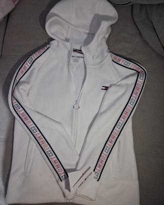 Felpa Tommy Hilfiger Sport Bianca in Pile Nuova