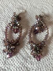 Orecchini pendenti con cristalli colorati anni 60