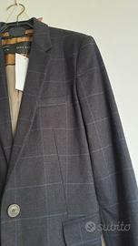 blazer maniche lunghe blu a quadri Zara Basic 