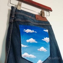 jeans  personalizzati taglia 44 dipinto su tasca