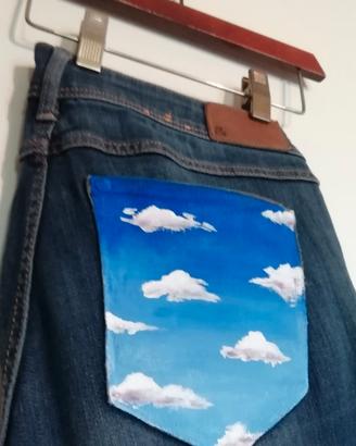 jeans  personalizzati taglia 44 dipinto su tasca