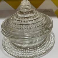 Zuccheriera vintage vetro con piattino integrato