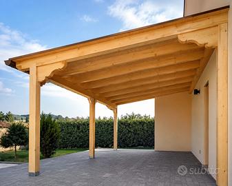 Tettoia addossata legno lamellare una falda mq 18