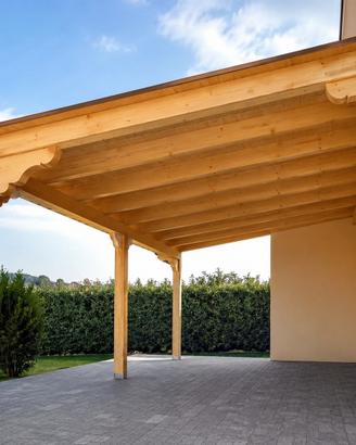 Tettoia addossata legno lamellare una falda mq 18