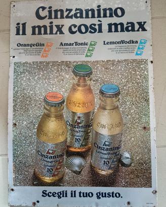 CINZANINO insegna targa tabella lamiera originale