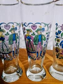 6 bicchieri vintage come nuovi dipinti a mano 