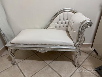 Divanetto/ Panca Argento Ecopelle Bianca barocco