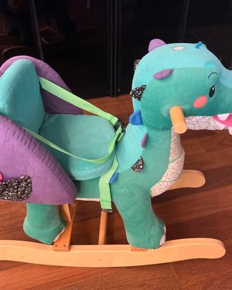Labebe coccodrillo a dondolo legno e peluche