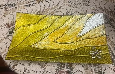 Vassoio in vetro lavorato a mano oro e argento