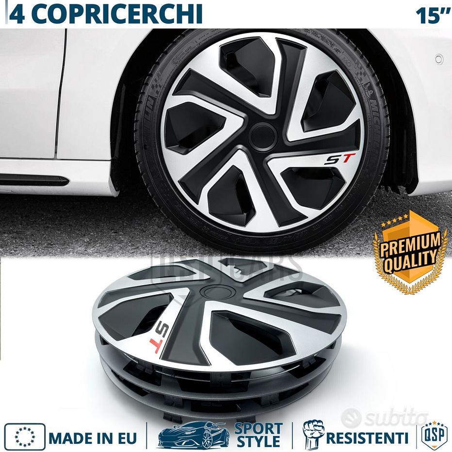 Kit 4 Copricerchi Per Peugeot 206/106/306/406/806/Ranch/Bipper - Diametro 14 Pollici, Logo Cromato