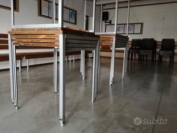 11 TAVOLI LEGNO IMPILABILI + 45 SEDIE IMPILABILI