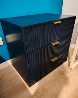 Set 2 Comodini Design Minimalista Blu Scuro 