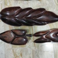 Vassoi tris in legno a forma di foglia