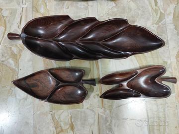 Vassoi tris in legno a forma di foglia