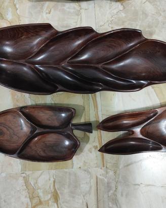 Vassoi tris in legno a forma di foglia